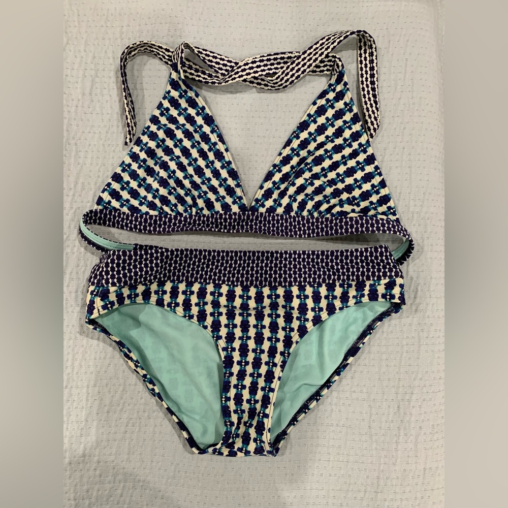 Prana Blue and White Bikini Set